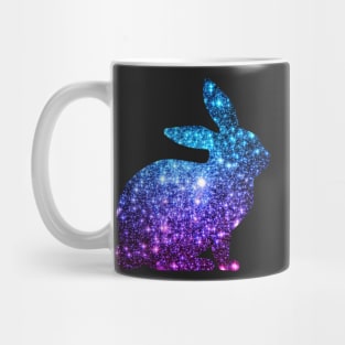 Teal and Purple Ombre Faux Glitter Easter Bunny Mug